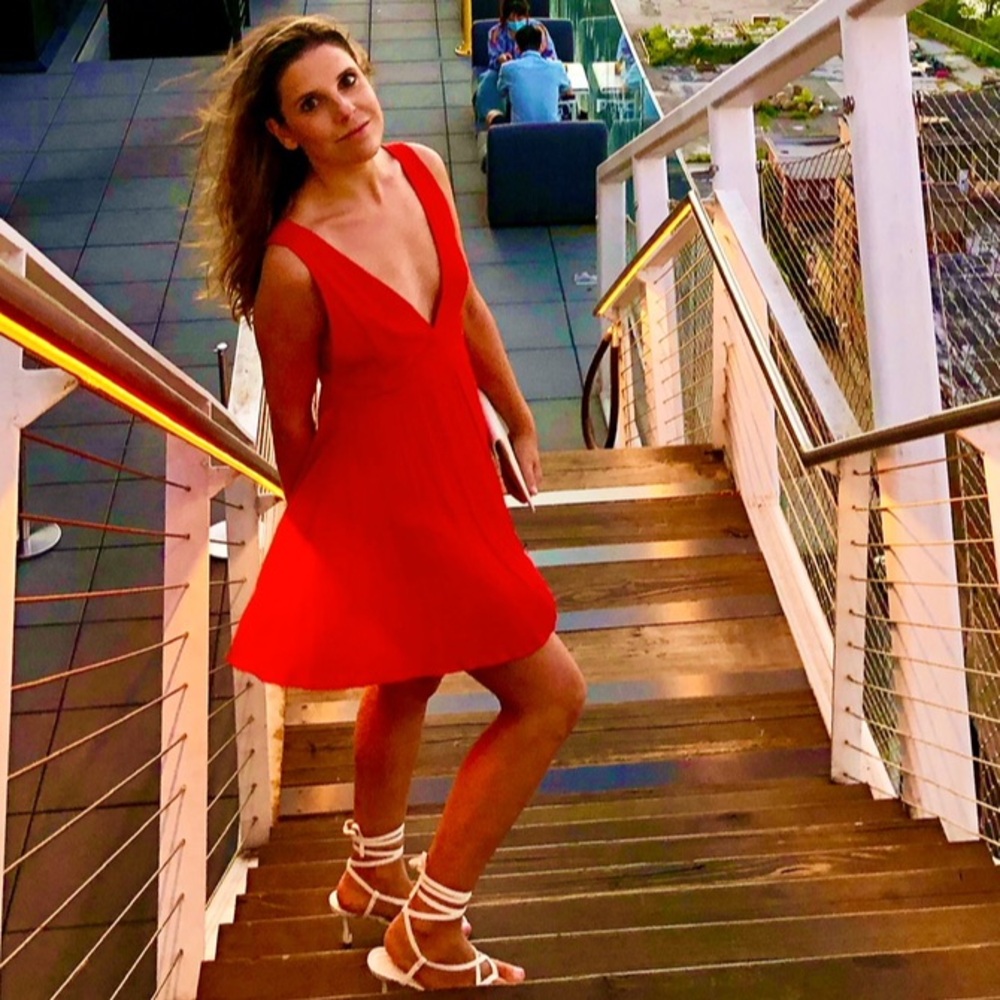 Vibrant Red Lace-Up Dress